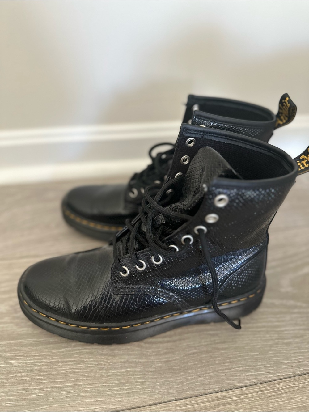 Dr. Martens Black Interior Label Lace-Up Boots